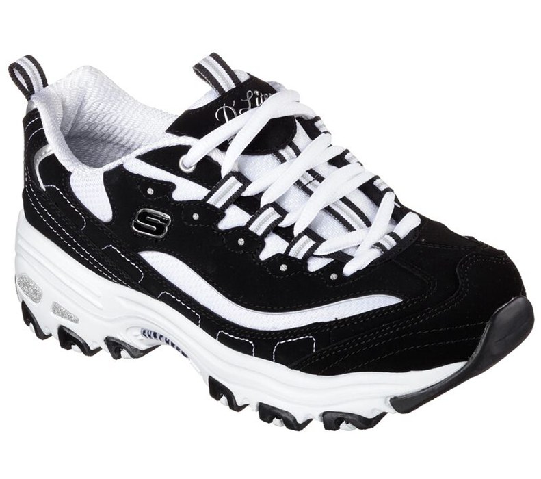 Skechers D'lites - Biggest Fan - Womens Sneakers Black/White [AU-IM7376]